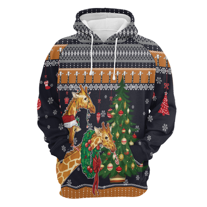 Giraffe Love Christmas All Over Print Unisex Hoodie