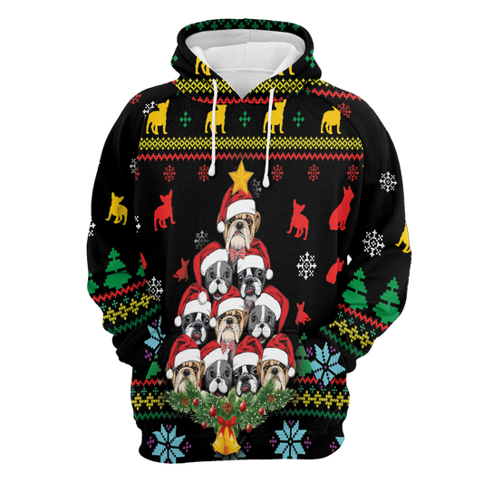 French Bulldog Christmas Tree All Over Print Unisex Hoodie