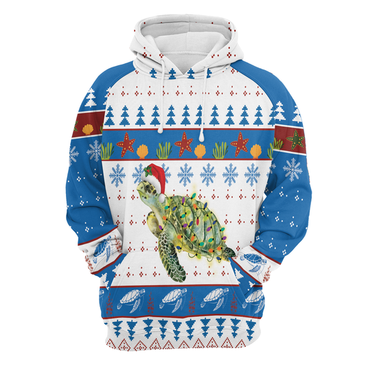 Turtle Xmas All Over Print Unisex Hoodie