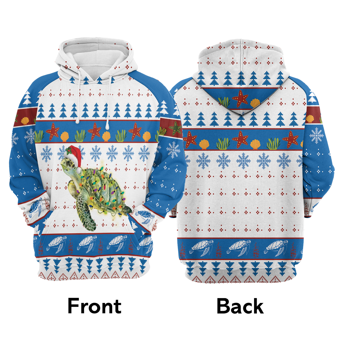 Turtle Xmas All Over Print Unisex Hoodie