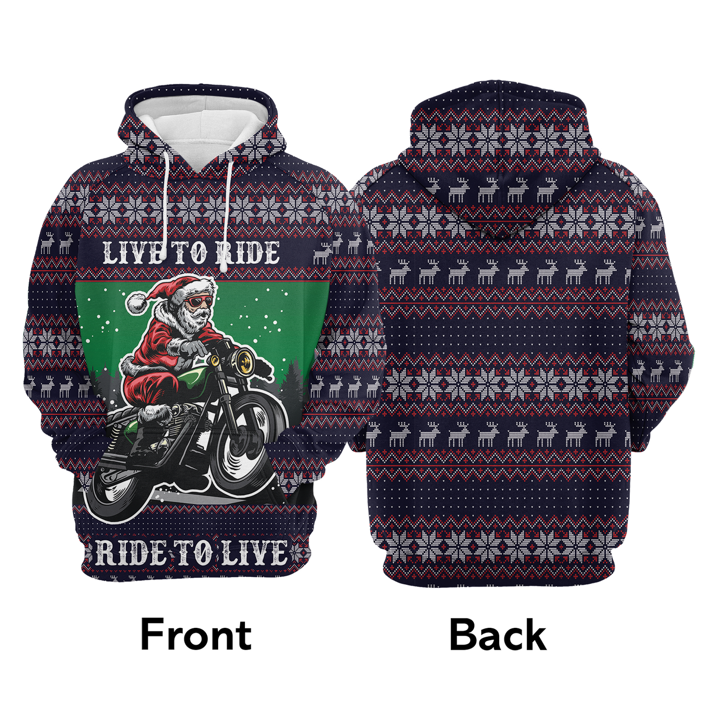 Santa Live To Ride All Over Print Unisex Hoodie