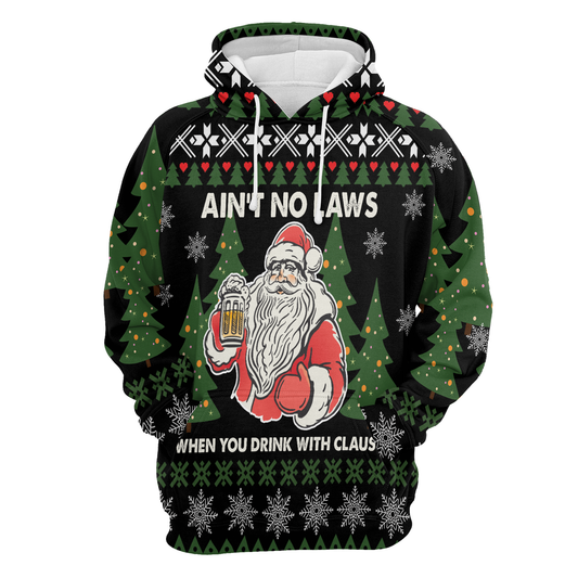 Ain‘t No Laws When You Drink With Claus All Over Print Unisex Hoodie