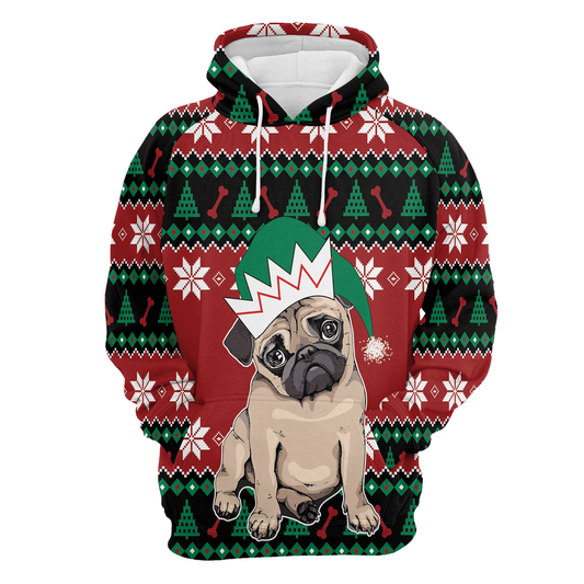 Cute Pug All Over Print Unisex Hoodie