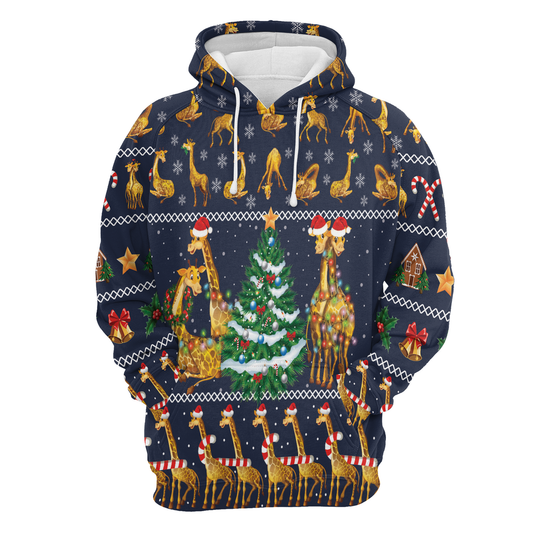 Giraffe Christmas Tree All Over Print Unisex Hoodie