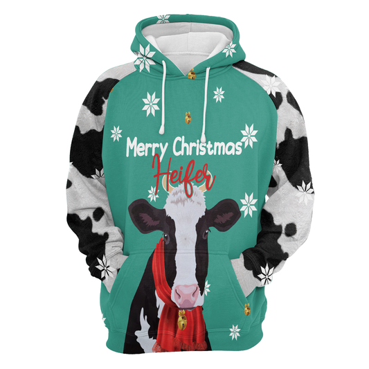 Cow Merry Christmas Heifer All Over Print Unisex Hoodie