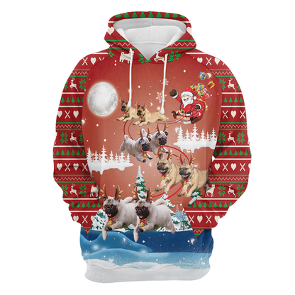 Pug Reindeer All Over Print Unisex Hoodie