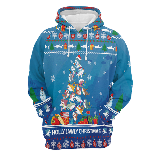 Shark Holly Jawly Christmas All Over Print Unisex Hoodie