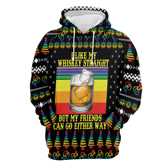 LGBT Whiskey Straight All Over Print Unisex Hoodie