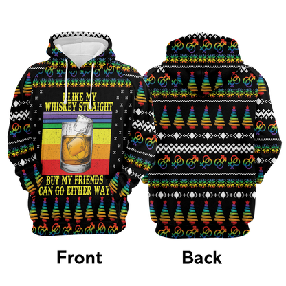 LGBT Whiskey Straight All Over Print Unisex Hoodie