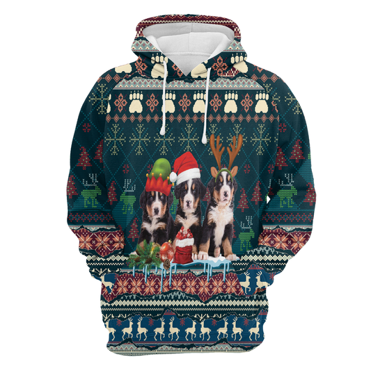 Cute Bernese Mountain Dog Christmas All Over Print Unisex Hoodie