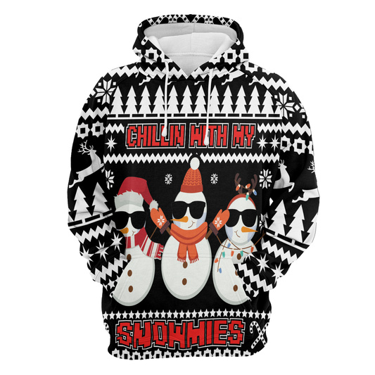 Chillin With My Snowmies All Over Print Unisex Hoodie