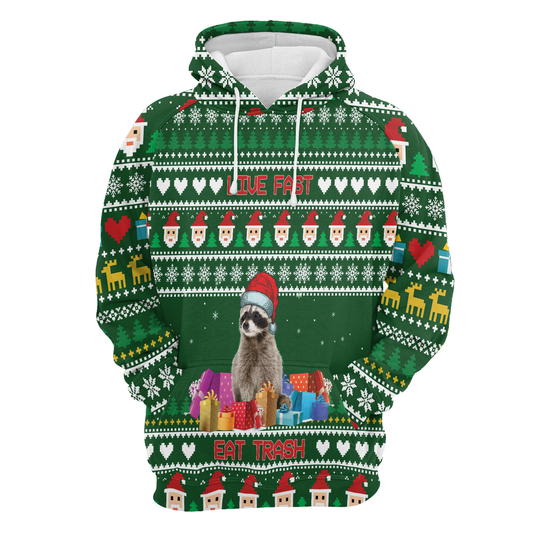 Raccoon Live Fast Eat Trash All Over Print Unisex Hoodie