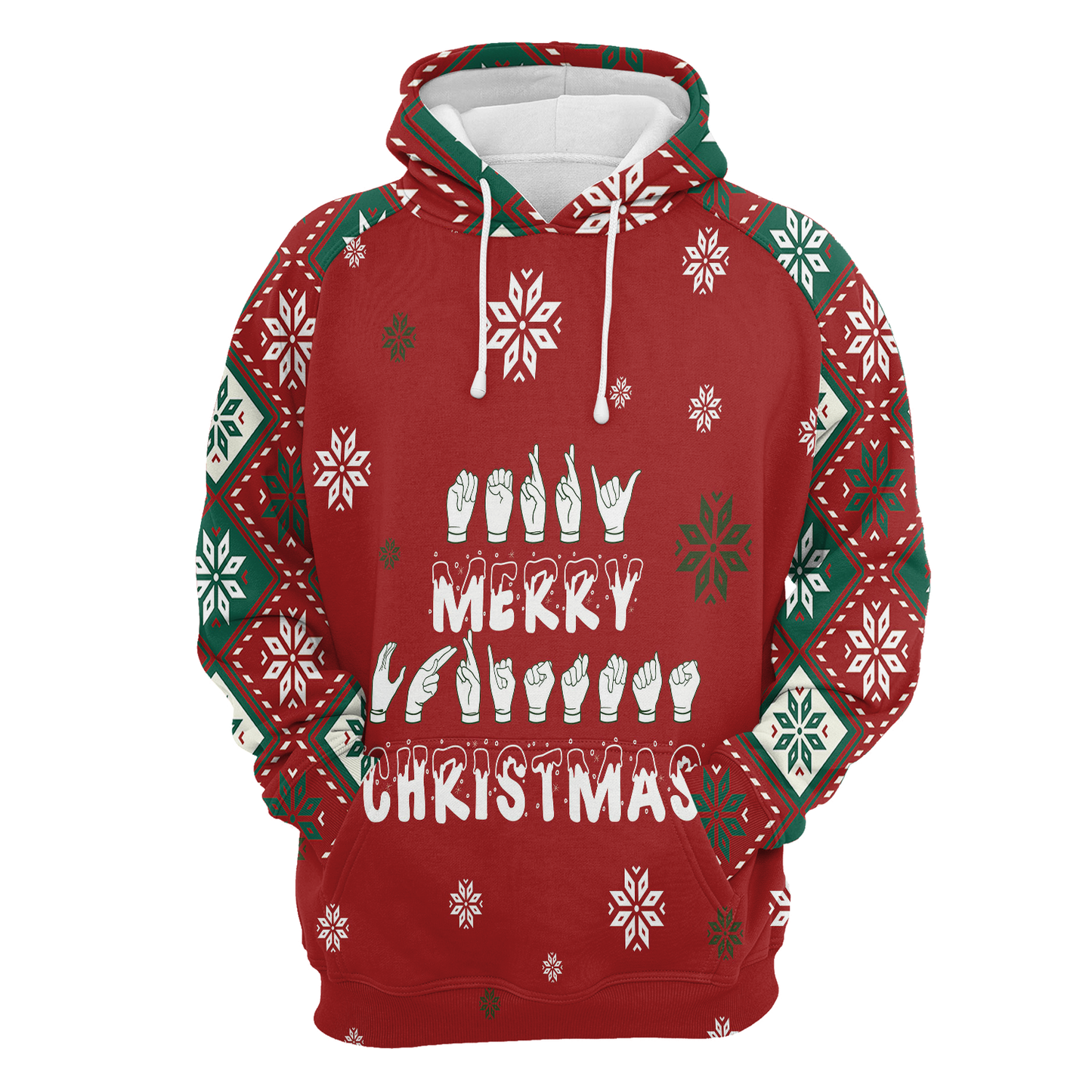 Sign Language Merry Christmas All Over Print Unisex Hoodie