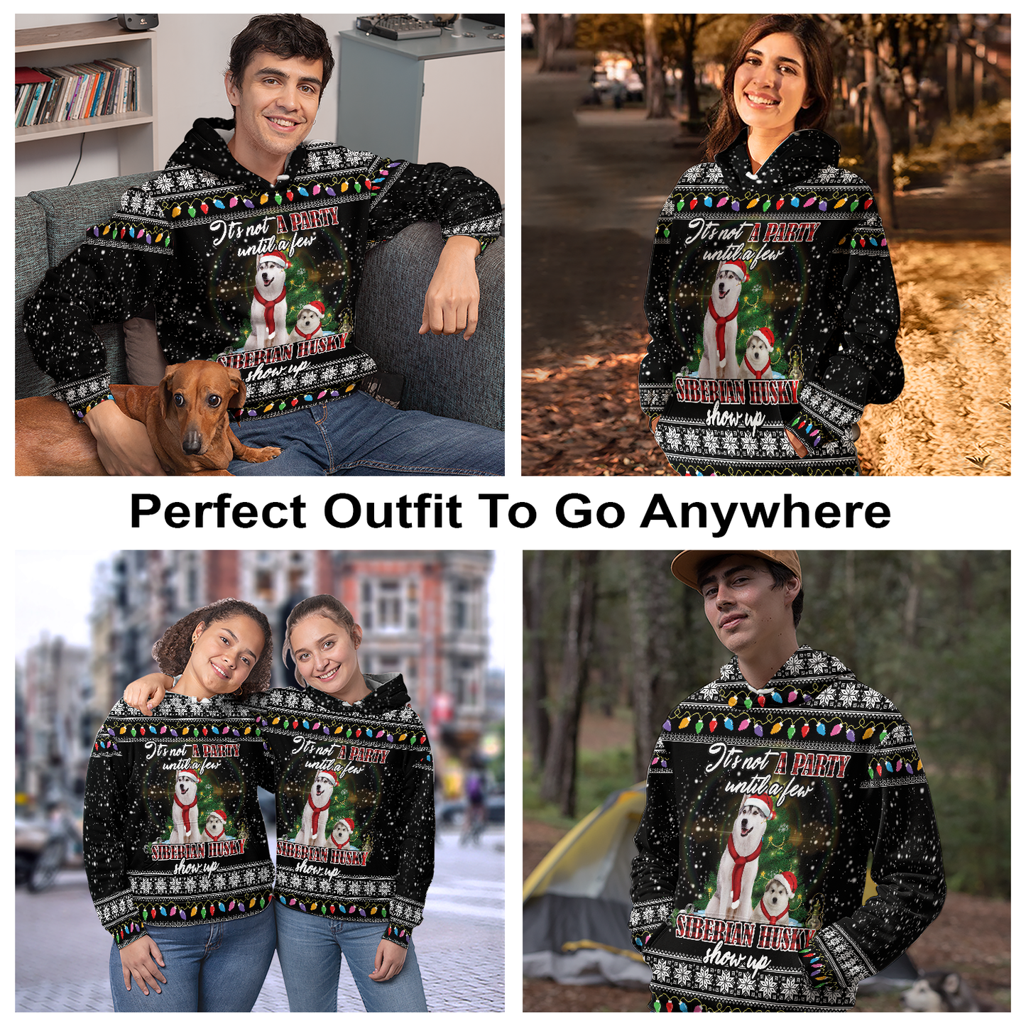 Siberian Husky Show Up All Over Print Unisex Hoodie