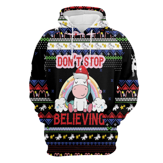 Don't Stop Believing Unicorn All Over Print Unisex Hoodie