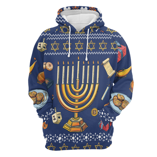 Jewish Hanukkah All Over Print Unisex Hoodie