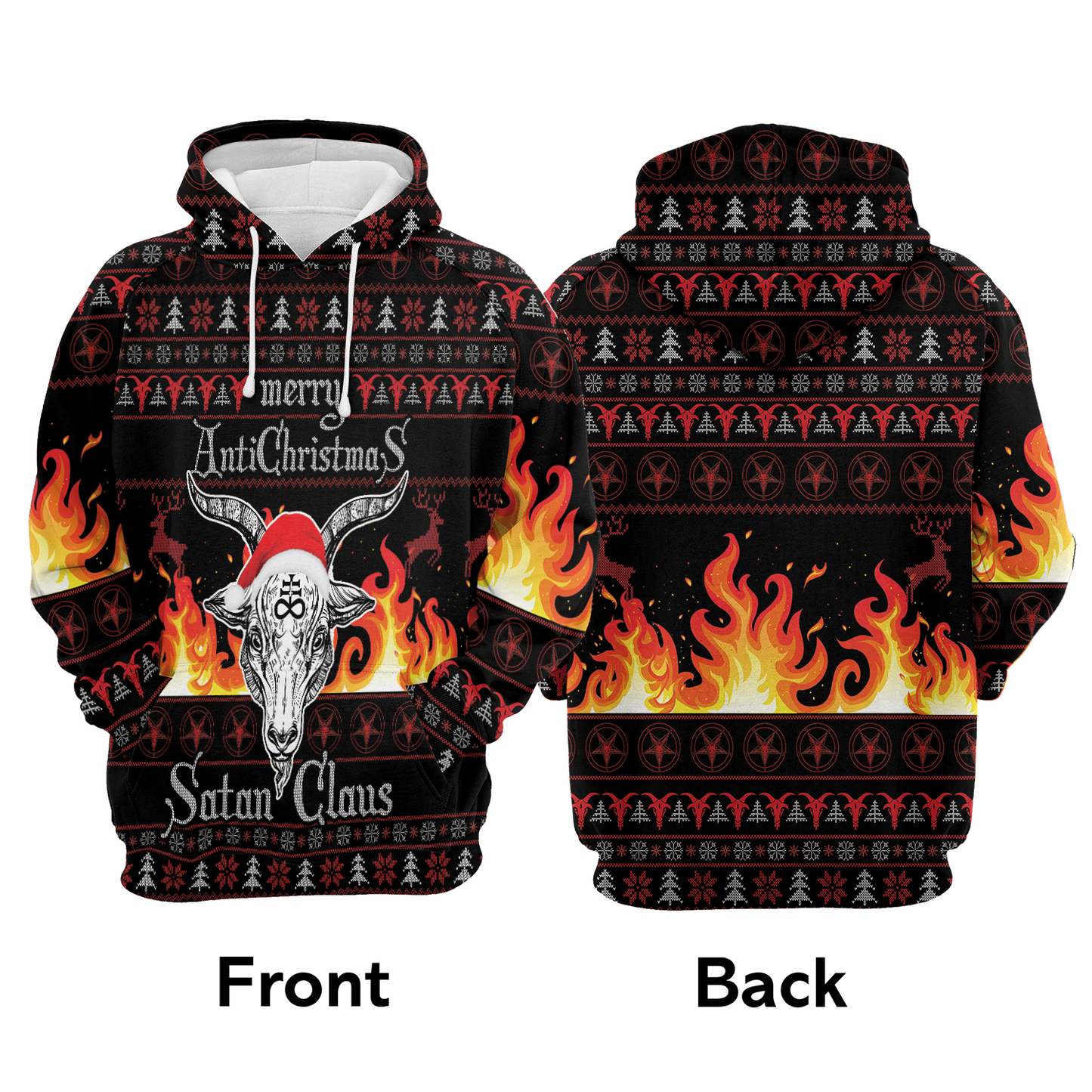 Satan Claus Merry AntiChristmas All Over Print Unisex Hoodie