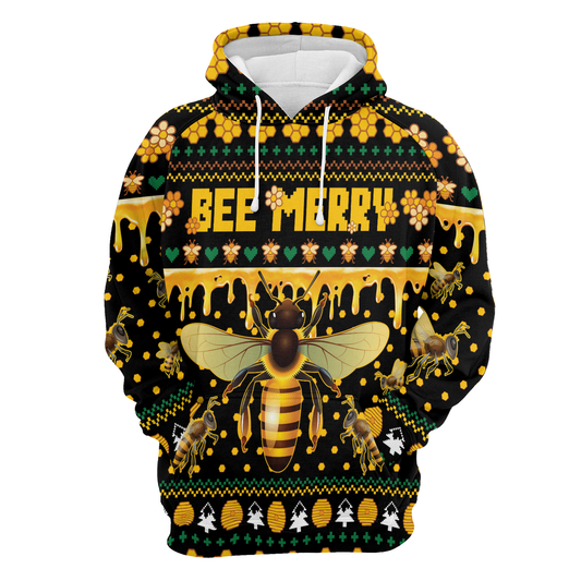 Bee Merry All Over Print Unisex Hoodie