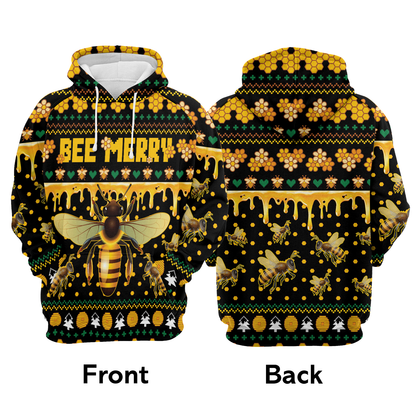 Bee Merry All Over Print Unisex Hoodie