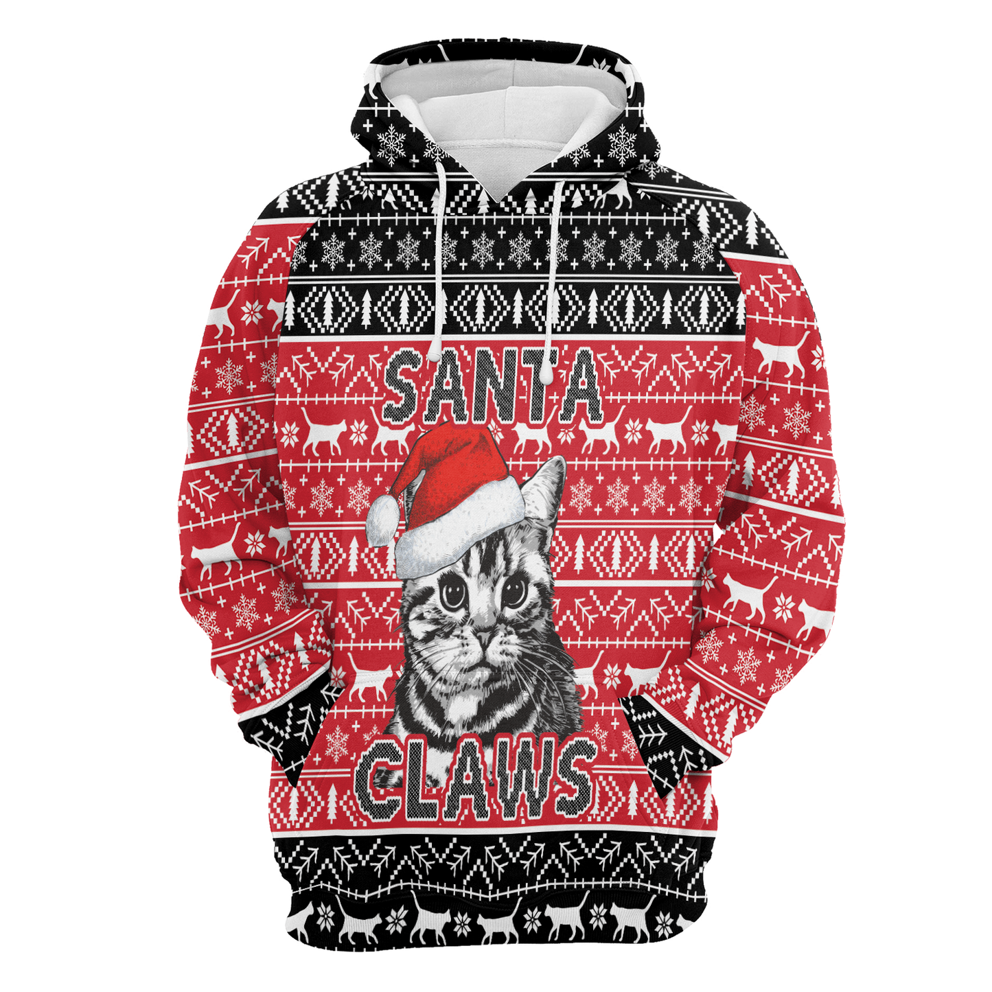Santa Claws Cat All Over Print Unisex Hoodie