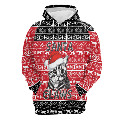 Santa Claws Cat All Over Print Unisex Hoodie