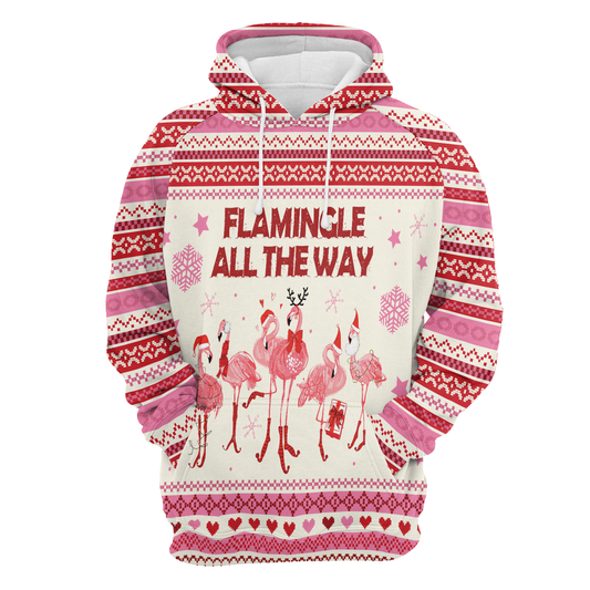 Flamingo Flamingle All The Way All Over Print Unisex Hoodie