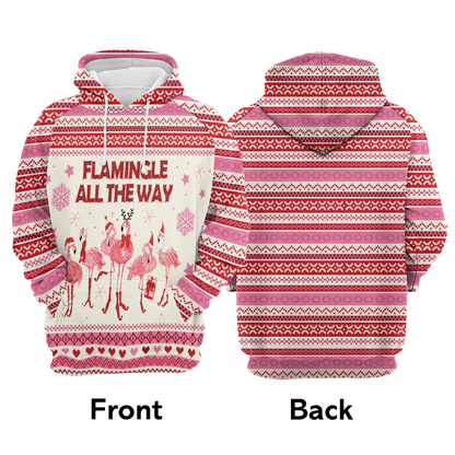 Flamingo Flamingle All The Way All Over Print Unisex Hoodie