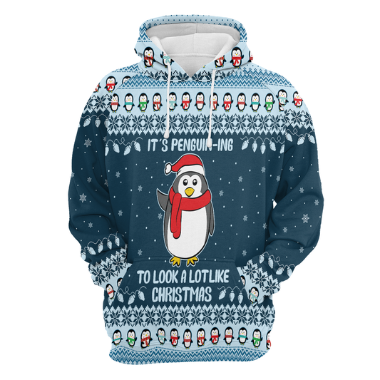 It's Penguin-ing Christmas All Over Print Unisex Hoodie