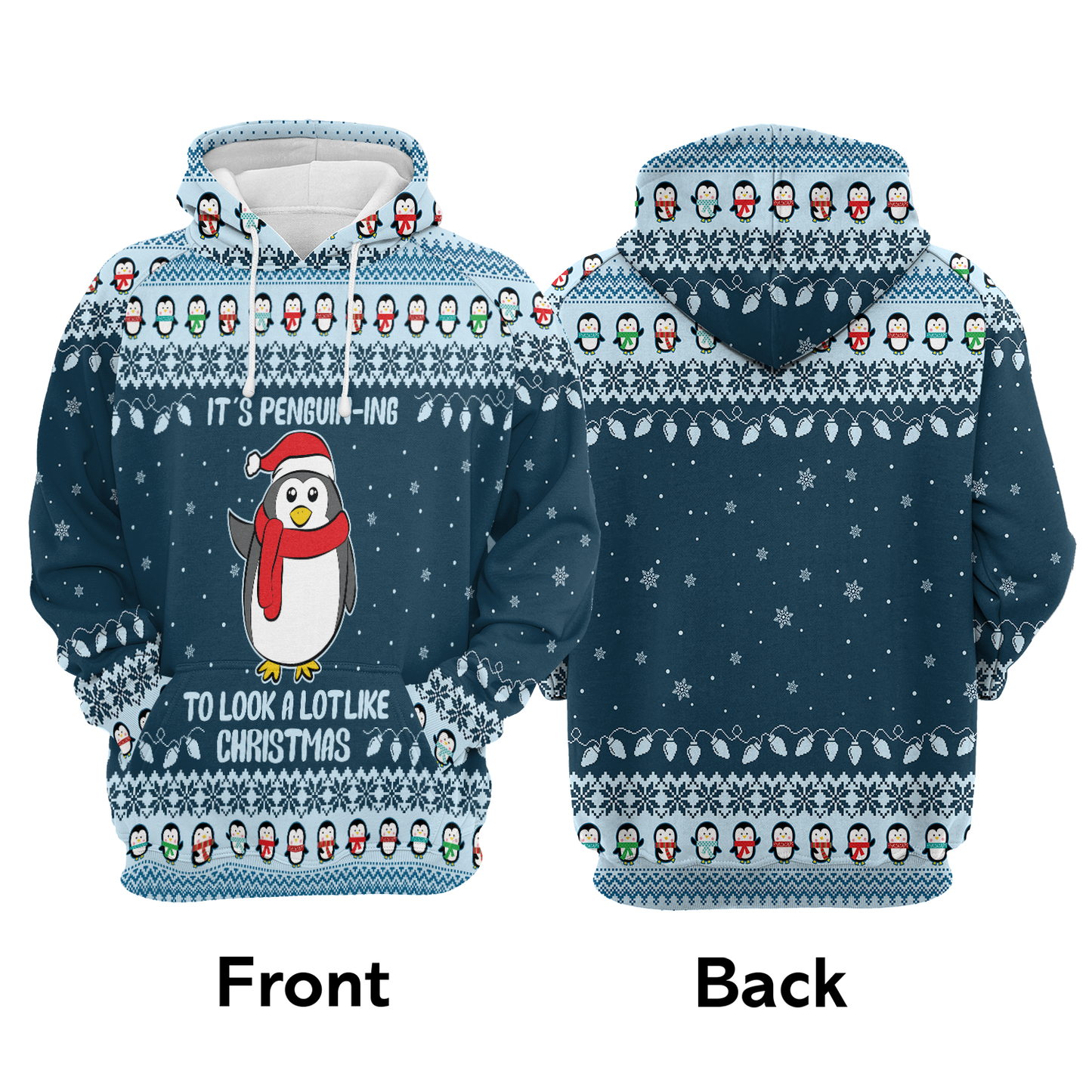 It's Penguin-ing Christmas All Over Print Unisex Hoodie