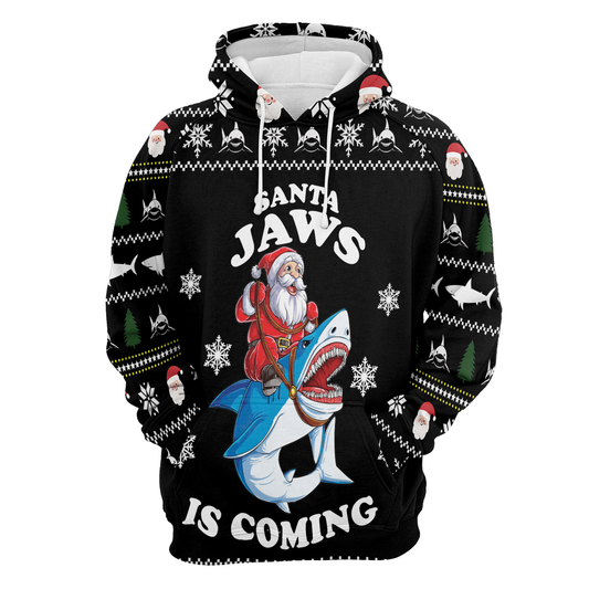 Santa Jaws Is Coming All Over Print Unisex Hoodie