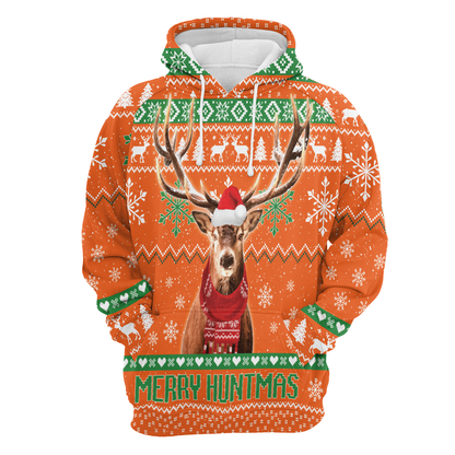 Deer Merry Huntmas All Over Print Unisex Hoodie