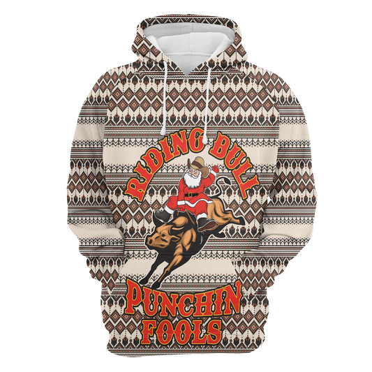 Riding Bulls Punchin Fools All Over Print Unisex Hoodie