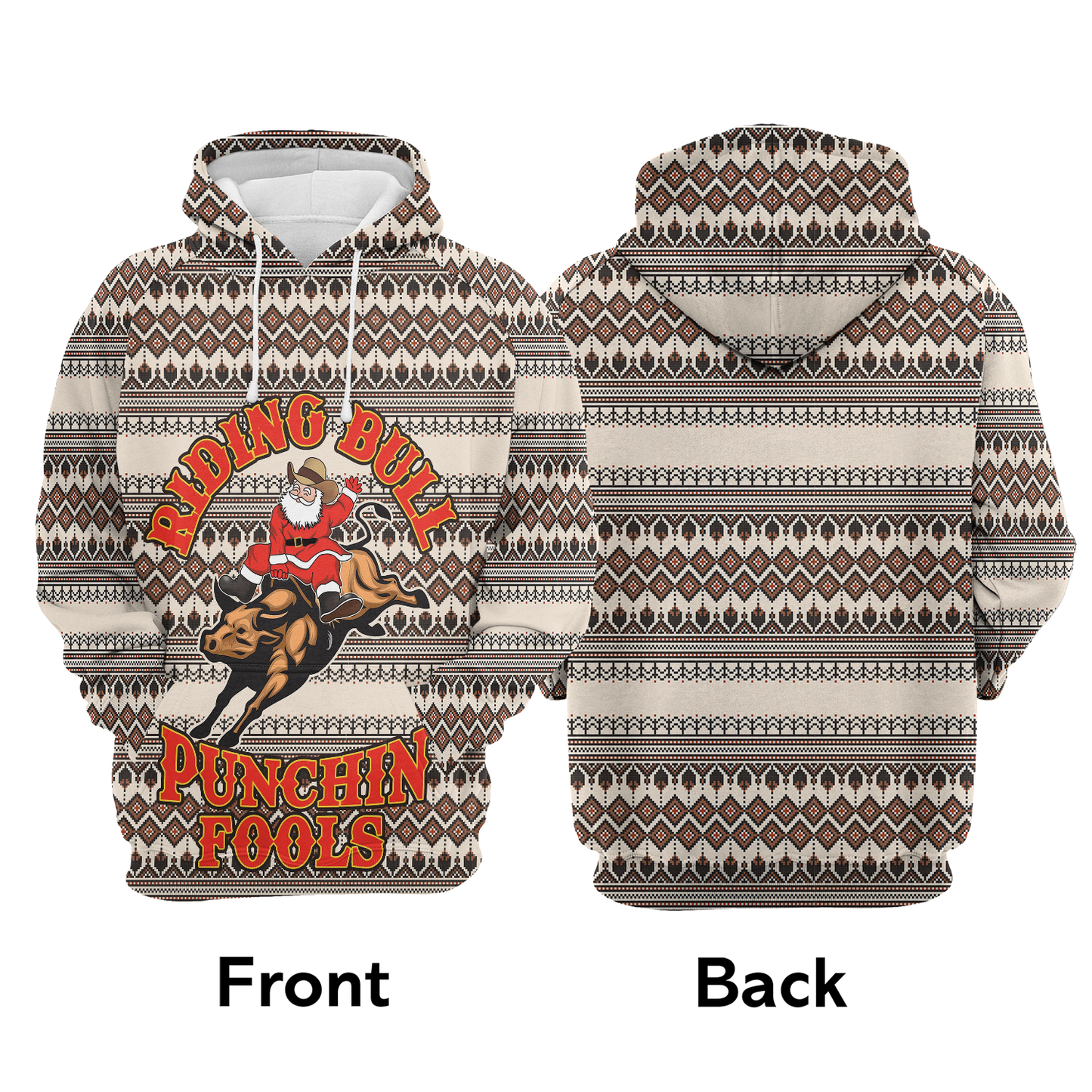 Riding Bulls Punchin Fools All Over Print Unisex Hoodie