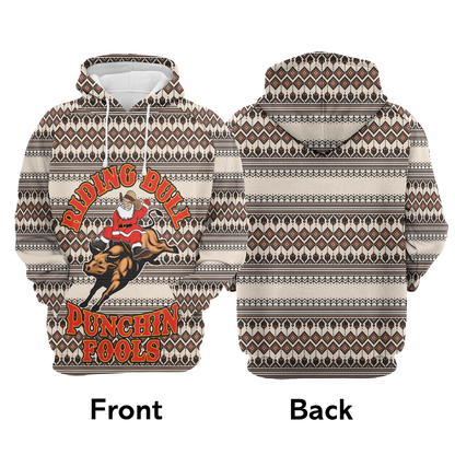 Riding Bulls Punchin Fools All Over Print Unisex Hoodie