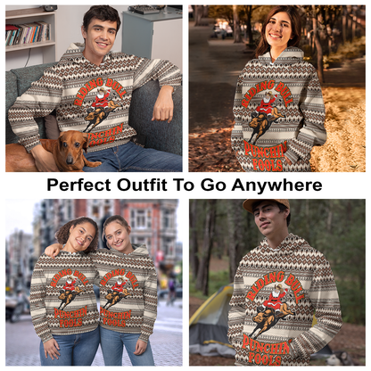 Riding Bulls Punchin Fools All Over Print Unisex Hoodie