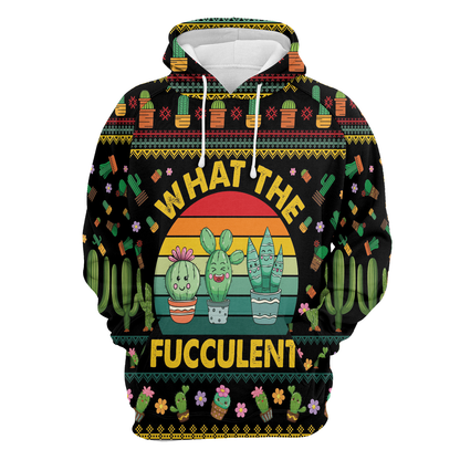 Cactus What the Fucculent All Over Print Unisex Hoodie