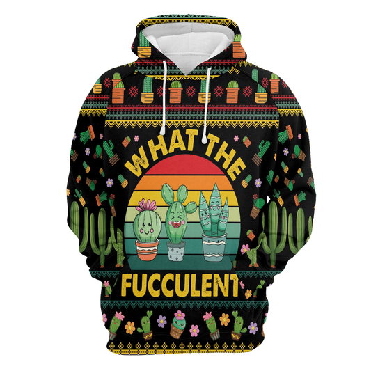 Cactus What the Fucculent All Over Print Unisex Hoodie