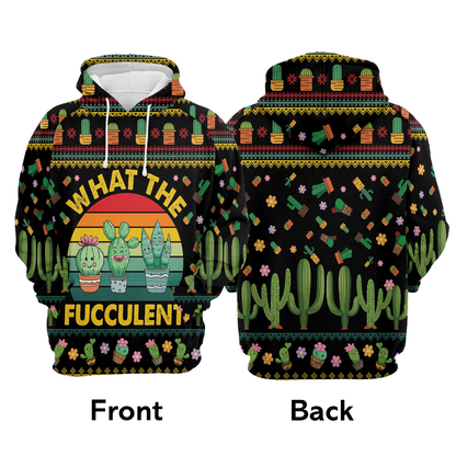 Cactus What the Fucculent All Over Print Unisex Hoodie