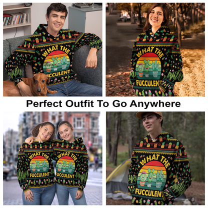 Cactus What the Fucculent All Over Print Unisex Hoodie