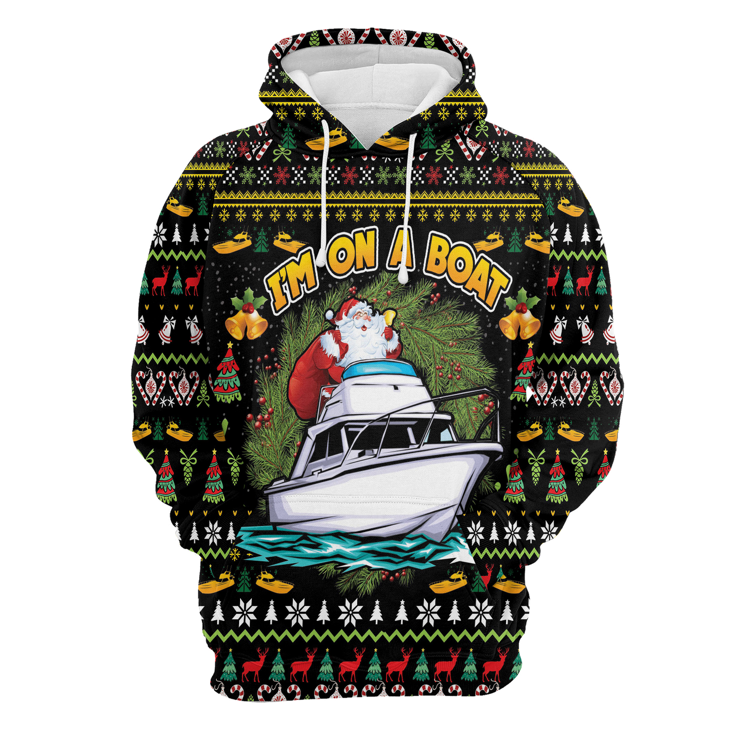 Santa Claus I'm On A Boat All Over Print Unisex Hoodie