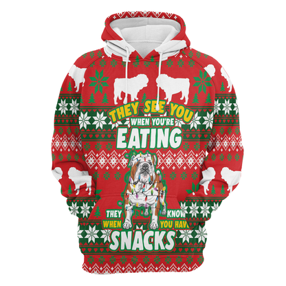 Bulldog Snacks All Over Print Unisex Hoodie