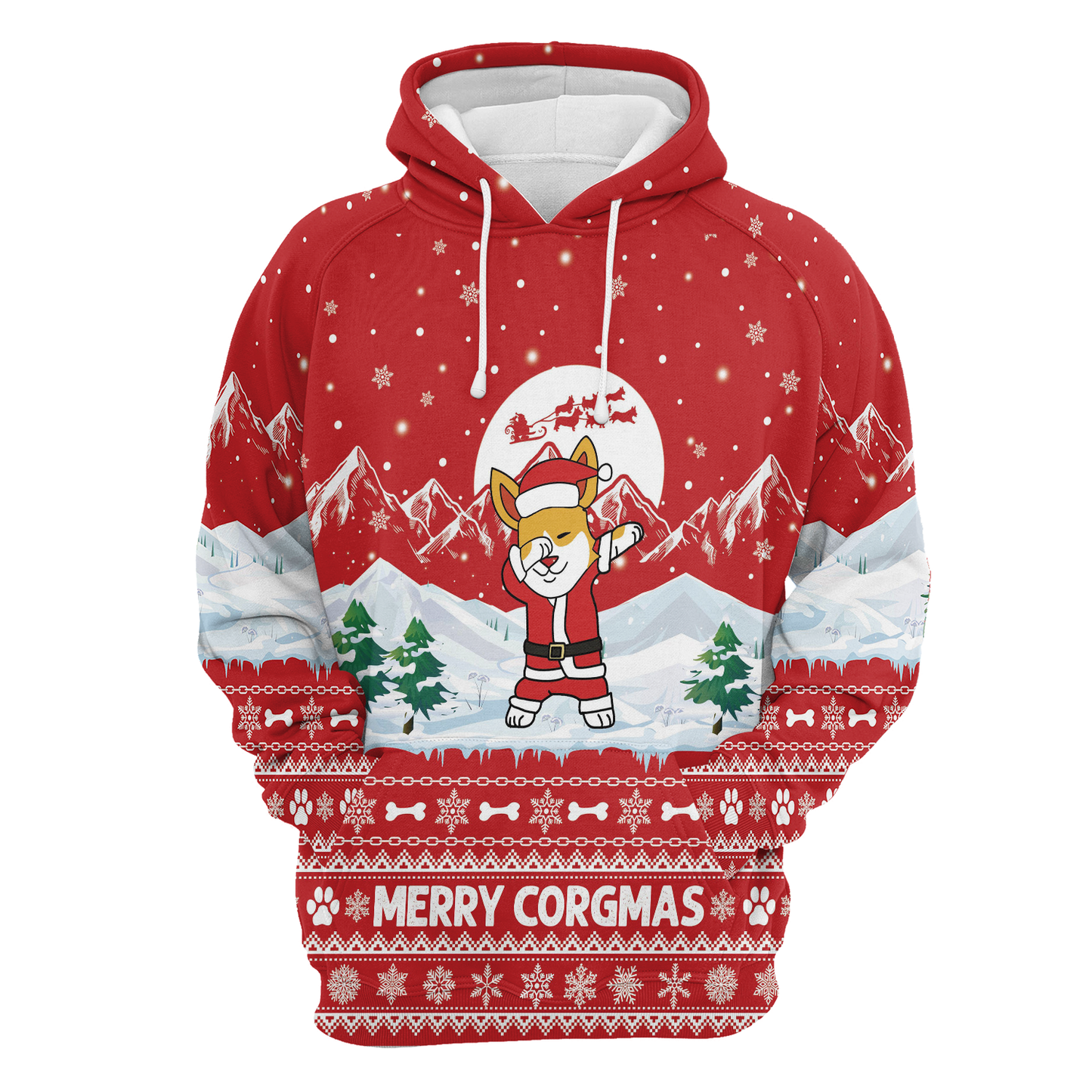 Corgi Merry Corgmas All Over Print Unisex Hoodie
