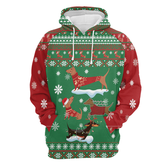 Dachshund Snow Day All Over Print Unisex Hoodie