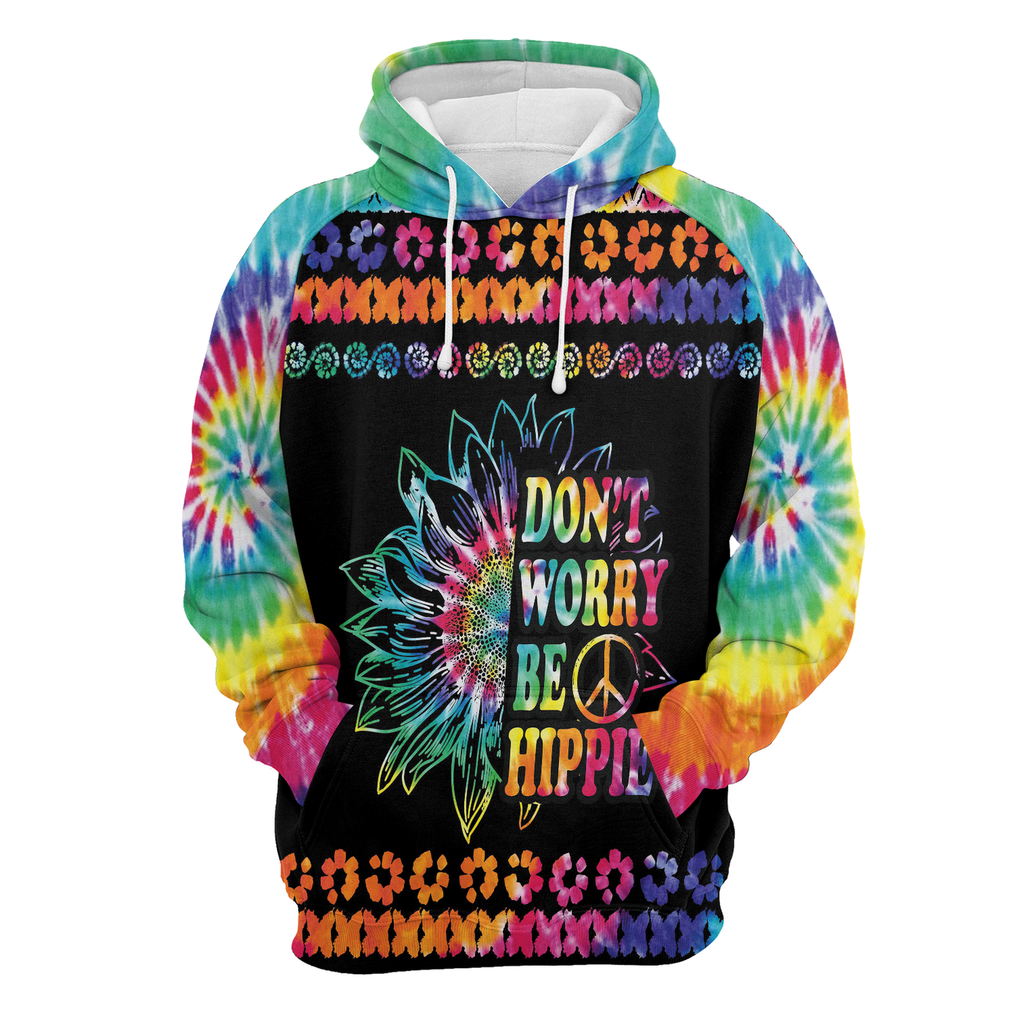 Be Hippie Tie Dye All Over Print Unisex Hoodie