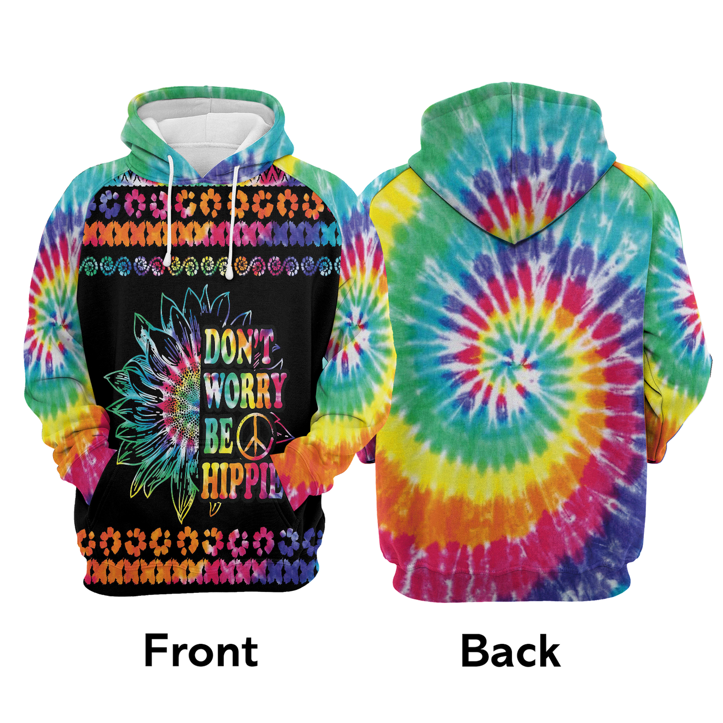 Be Hippie Tie Dye All Over Print Unisex Hoodie