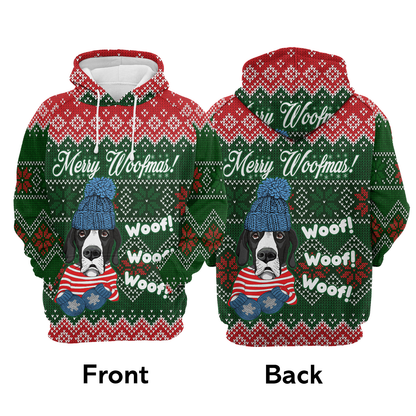 Great Dane Merry Woofmas All Over Print Unisex Hoodie