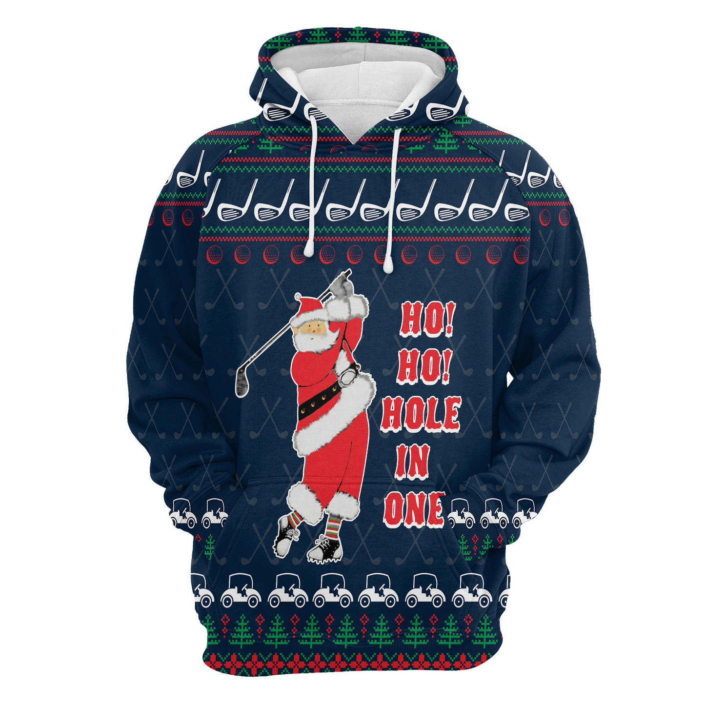 Santa Claus Playing Golf All Over Print Unisex Hoodie