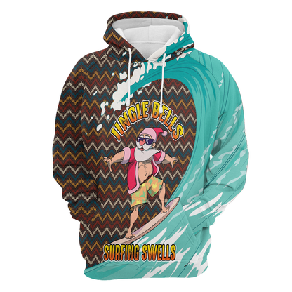 Jingle Bells Surfing Swells All Over Print Unisex Hoodie