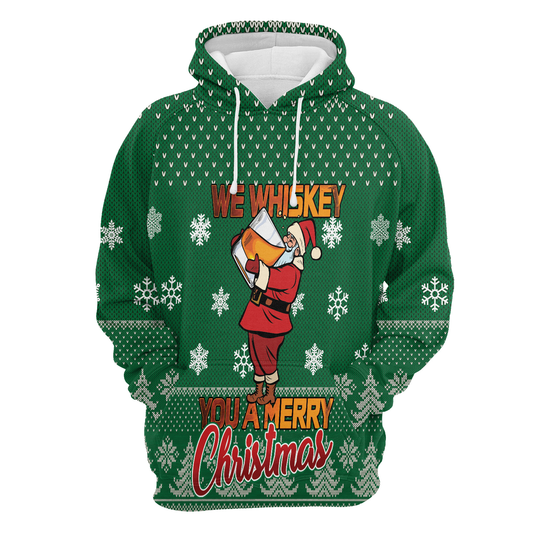 We Whiskey You A Merry Christmas All Over Print Unisex Hoodie