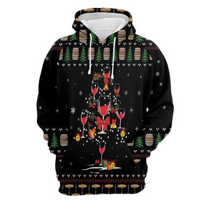 Red Wine Christmas All Over Print Unisex Hoodie